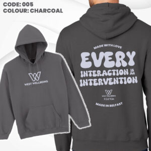 Charcoal West Wellbeing Hoodie – Every Interaction is an Intervention