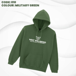 Military Green West Wellbeing Hoodie – Classic Logo